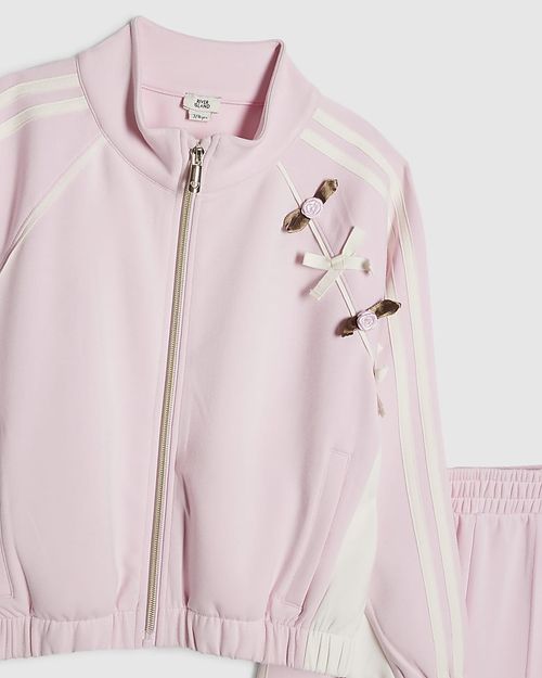 River Island Girls Tracksuit Set Pink Rosette Striped 2 Piece Long Sleeve — image 7