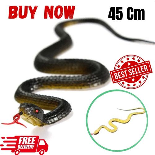 45cm Realistic Fake Rubber Snake Toy Scary Prank Garden Bird Repellent Prop