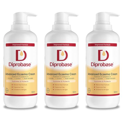 Diprobase Eczema Dry Skin Emollient Cream 500ml NEW ADVANCED (Pack of 3) — image 1