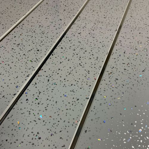 10 Grey Sparkle Chrome Strip Bathroom Cladding PVC Plastic Shower Wall Panels — image 5