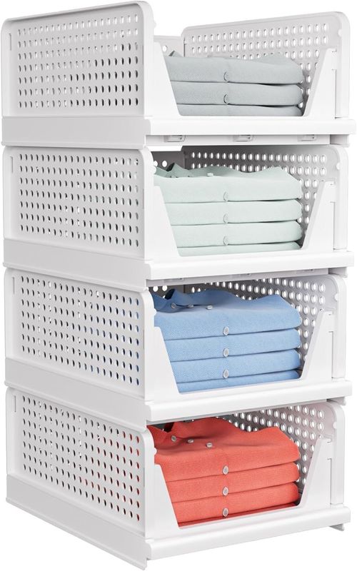 4 Pack Wardrobe Storage Organiser, Stackable & Foldable Better Boxes for Closet — image 1