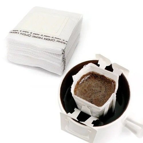 50 Pcs Portable Coffee Filter Paper Bag Hanging Ear Drip Coffee Bag Disposable