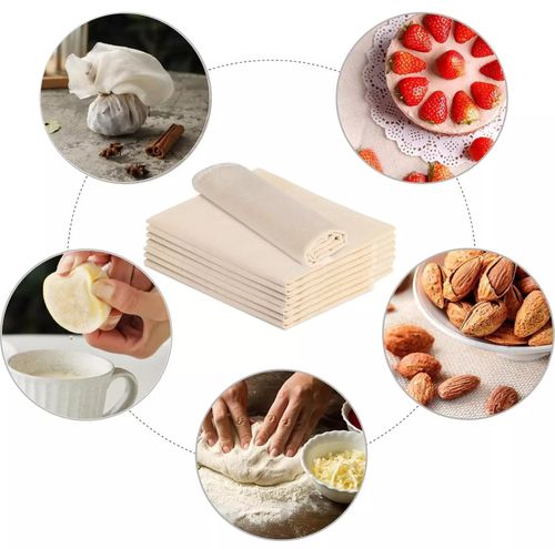 12PCS Cotton Cheese Cloth for Straining, Fine Reusable Muslin Cloths for Cooking — image 3
