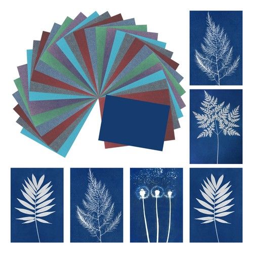 36 Sheet Cyanotype Paper Sun Print Paper Kit Colored Crafts Paper 8.3x5.8 inch