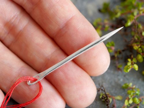 Self Threading Sewing Needle in Solid 925 Sterling Silver, Thick Silver Needle — image 4