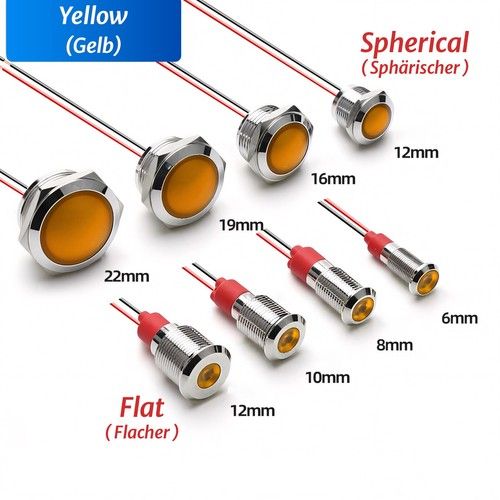 6-22mm Waterproof Metal LED Indicator Pilot Dash Light Panel Lamp AC/DC 3V-220V