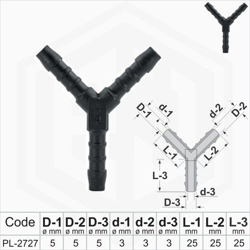 Y Piece Pipe Hose Connector Plastic Barbed Joiner Tubing Splitter 3 Way Reducer
