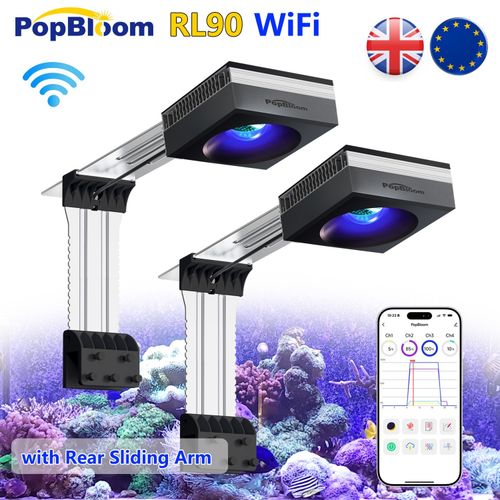 2PCS PopBloom RL90 with Arm Full Spectrum Marine Aquarium Reef Lighting 36" 48" — image 1