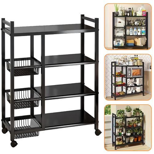 4 Tier Kitchen Basket Storage Trolley Rack Fruit Vegetable Organiser Shelf Cart — image 18