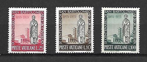(ST0054) Vatican 1955 St Bartholomew the Young    MNH — image 1