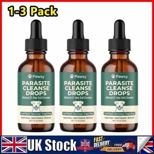 1-3X Pawsy Parasite Cleanse Drops,Six Natural Herbal Actives All Stages Of Dogs