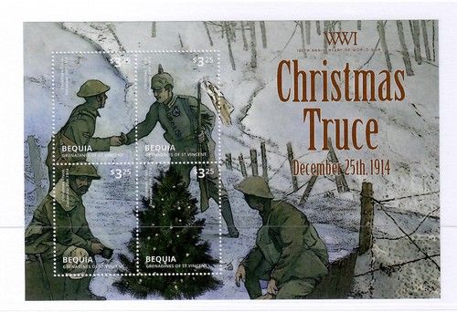 2014 Bequia Centenary World War I Christmas Truce December 25th 1914 Sheet