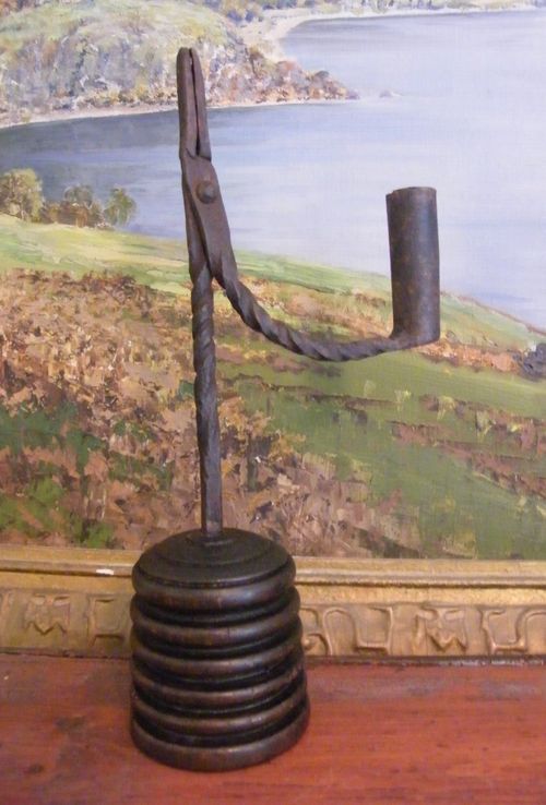 RARE RUSHLIGHT CANDLE HOLDER RUSH LIGHT RUSHNIP 18TH CENTURY #L4 — image 1