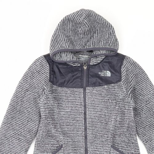 The North Face Girls Basic Jacket Size 14-15 Years Grey Striped Mid-Length Zip — image 7
