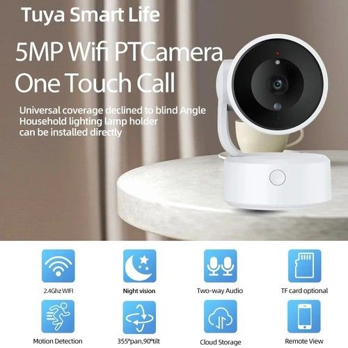 WIFI Tuya Smart Camera Indoor Baby Monitor PTZ 360°  Surveillance Camera 5MP Cam
