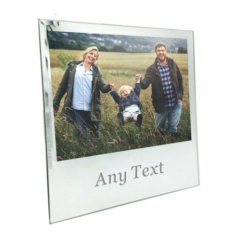 5x7'' Photo Frame Personalised Silver Mirrored Glass Photo Frame Custom Any Text