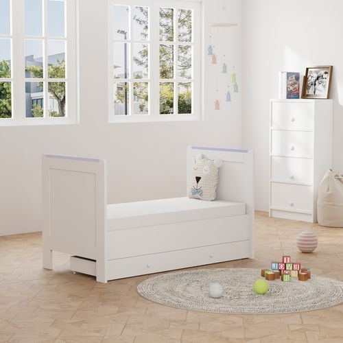 3-in-1 Convertible Cot Bed White Baby Nursery Crib Toddler Bed 140x66cm Mattress — image 11