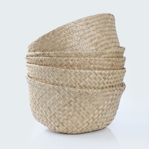 5pc Seagrass Storage Belly Baskets Woven Natural Pot Baskets Eco Friendly Boho — image 4
