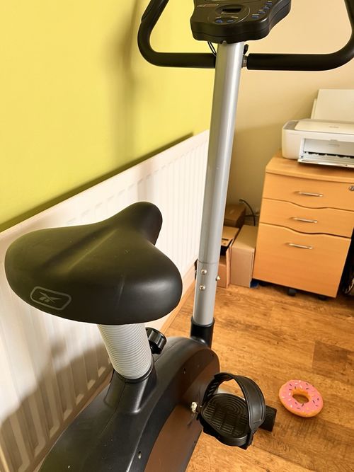 Reebok Upright Exercise Bike, LCD Display, Adjustable Seat, Black/Grey — image 3