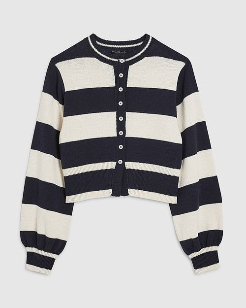 River Island Womens Cardigan Navy Striped Long Sleeve Button Jumper Top — image 6