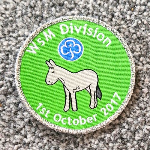 46 girlguiding / Scout Badge/Patch Green Circular with Donkey Image — image 1