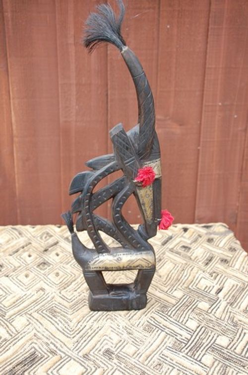 Medium Male Tji-Wara Headdress with Brass, Bambara, Mali