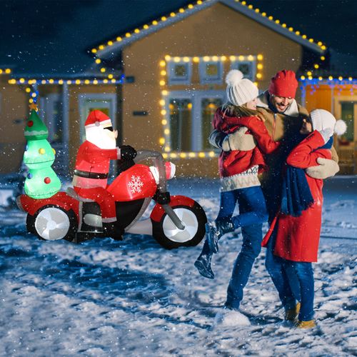 6FT Inflatable Santa Claus Riding Motorcycle Christmas Outdoor Garden LED Decora — image 5