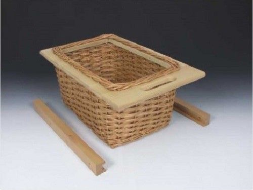 PULL OUT WICKER BASKETS KITCHEN STORAGE LARDER BASE UNIT + SOLID BEECH RUNNERS — image 1
