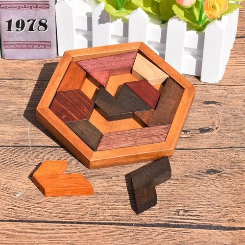 Wooden Geometric Jigsaw Puzzle Kids Educational Brain Teaser Learning Toy — image 5