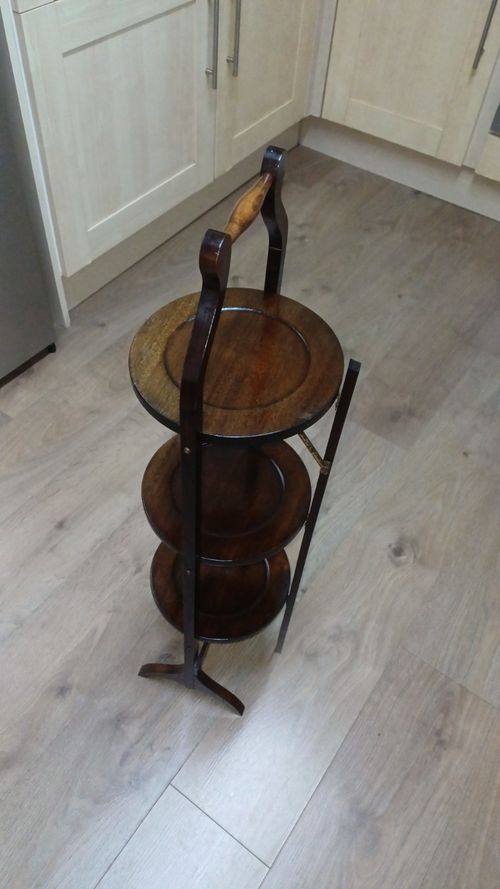 Edwardian Mahogany Oak Three Tier Cake Stand. Circa 1910. — image 2