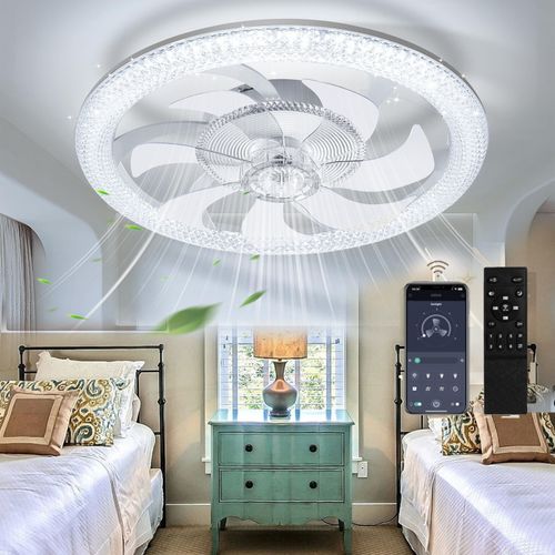 Large LED Ceiling Fan with Lighting LED Light Adjustable Wind w/ Remote 6 Speed — image 2