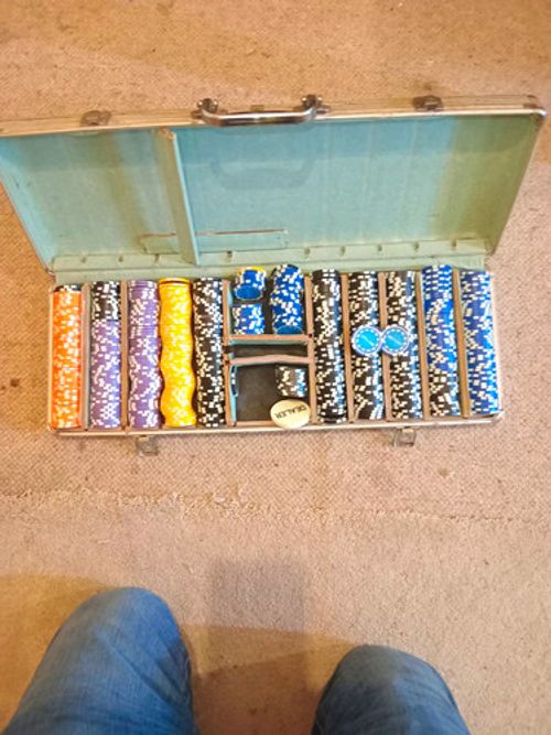 Poker Casino Chip Set with Multicolour Chips in Aluminium Carry Case