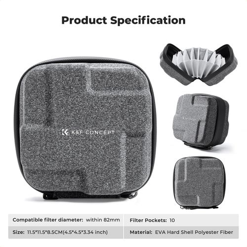 K&F CONCEPT 10 in 1 Lens Filter Case, Hard Shell Camera Filter Pouch Up to 95mm — image 7
