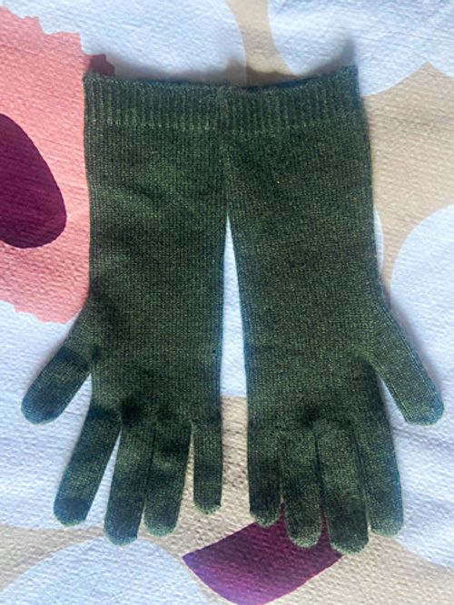 John Lewis & Partners 100% Cashmere Knit Gloves Green One Size Women
