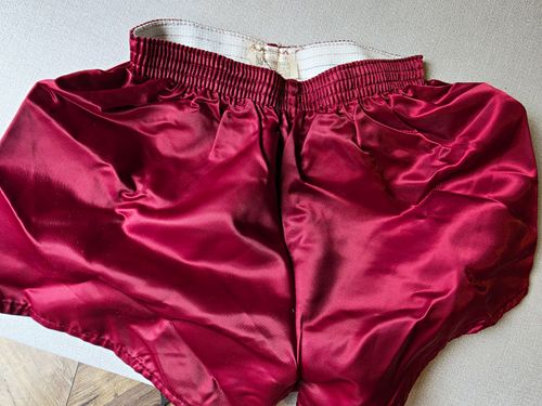 Unisex Adults Red Solid Nylon Bermuda Shorts, Elastic Waist, Size S Regular — image 1