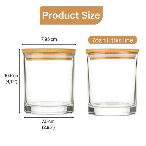 15 Pack 7oz Clear Candle Jars with Bamboo Lids – Thick Glass Empty Jars for Maki — image 2