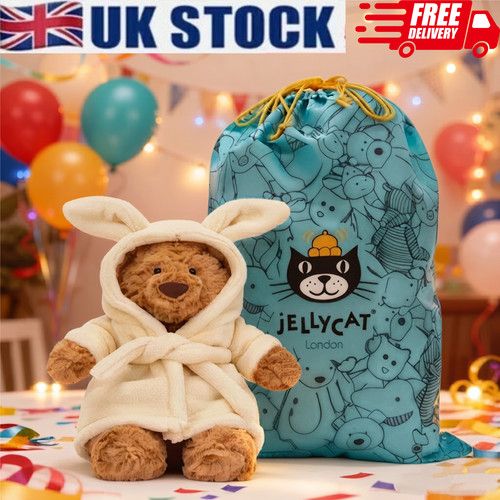 Jellycat Lovely Bartholomew Bear Bathrobe plush doll Brand New With Tag Dust Bag