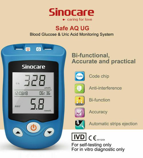 Sinocare Blood Glucose Uric Acid Meter Gout Test Strips Lancet — image 3