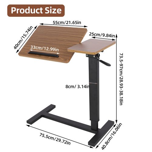 Overbed Table with Wheel Adjustable Height and Angle Home Desk Mobility Table UK — image 5