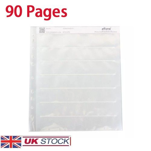 90x NEGATIVE CLEAR SHEET 35mm 135 Photo Film Files Sleeves Ring Binder Storage
