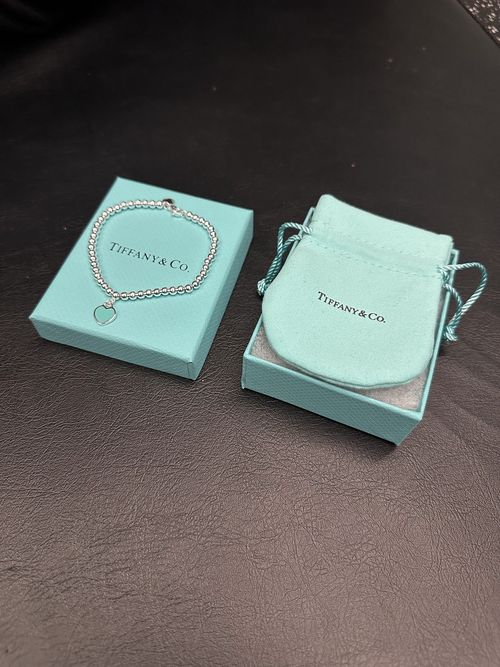 Tiffany Blue Heart Tag Bead Bracelet Silver, 18 cm — image 1