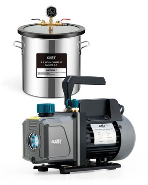 OMT 18.9 L Vacuum Chamber & 3.5 cfm Vacuum Pump Kit w 5ft Hose Degassing Set UK