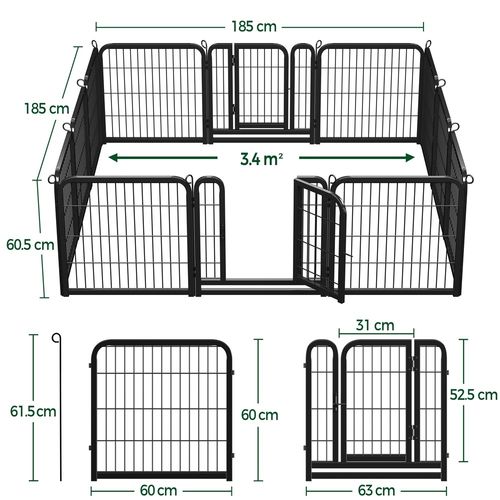 Metal Dog Playpen Foldable Puppy Exercise Pen Pet Fence for Medium/Large Animals — image 4