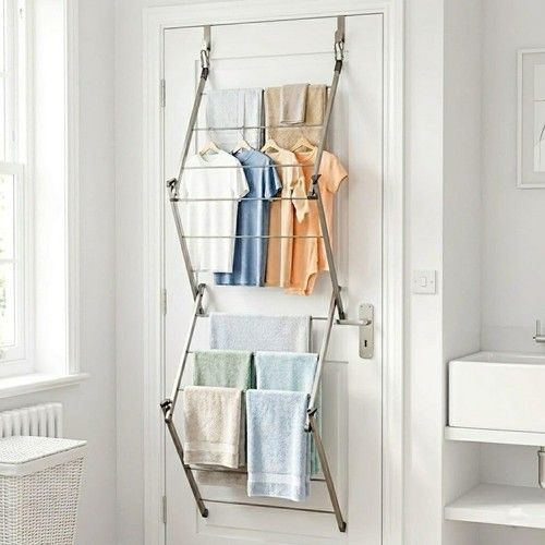 Over Door Clothes Airer Utility Caravan Towel Clothes Drying Rack Hanger Compact