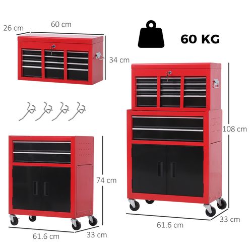 Portable Toolbox Tool Top Chest Box Rollcab Roll Cab Cabinet Garage Storage — image 2