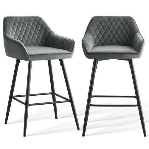1/2/4X Breakfast Bar Stools Velvet Padded Bar Chairs Seat  Kitchen Pub Stool UK