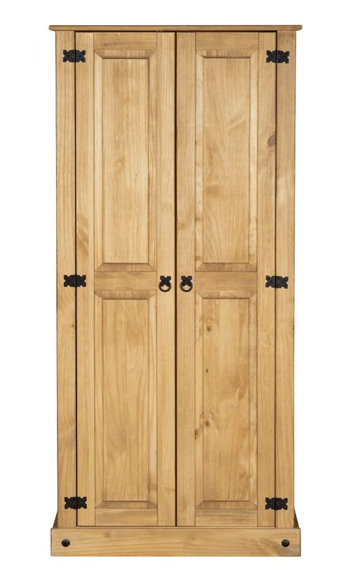 Corona Wardrobe 2 Door Bedroom Solid Mexican Pine Wood Flat Top — image 7