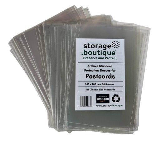 POSTCARD Protection Sleeves, ARCHIVE STANDARD, Crystal Clear, Acid Free, 50