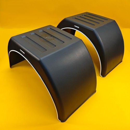 Twin Wheel Mudguards PAIR Flat Top Plastic 920X450mm Black Mud Flap Domar UK