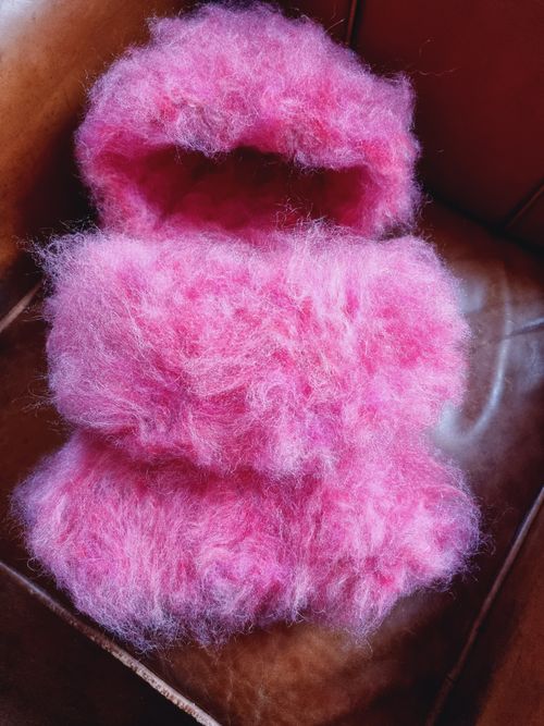 New Luxury Set,Hand Knit In 14 Strands Hat And Neck Warmer,83% Charisma Mohair — image 2